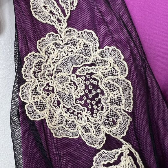 Yoana Baraschi Anthropologie Purple Black Mesh Overlay Embroidered Dress 10 NWT - Picture 3 of 6
